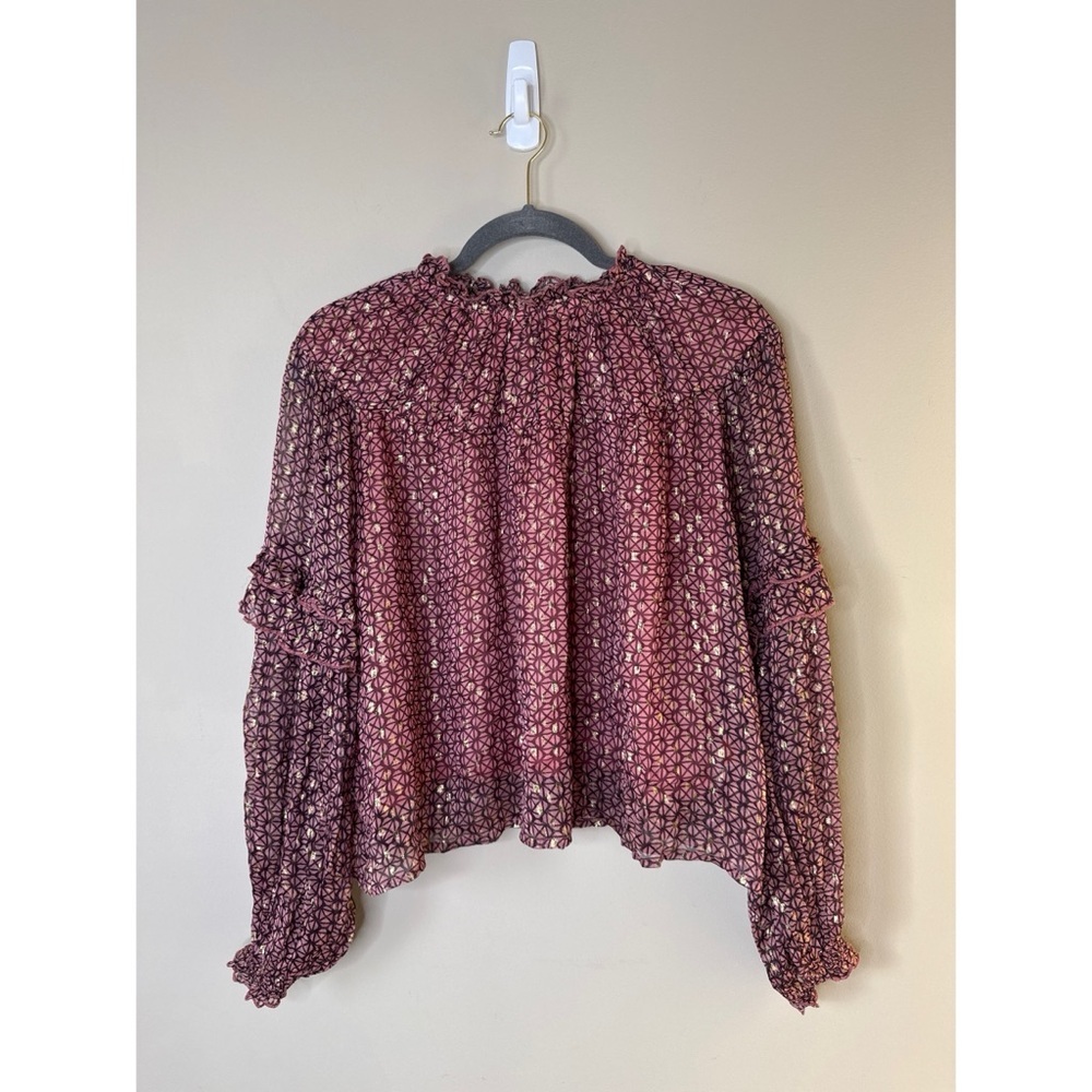 Oliphant Ruffle Sleeve Blouse Morocco Petal Pink Gold Size XXS - Picture 2 of 7